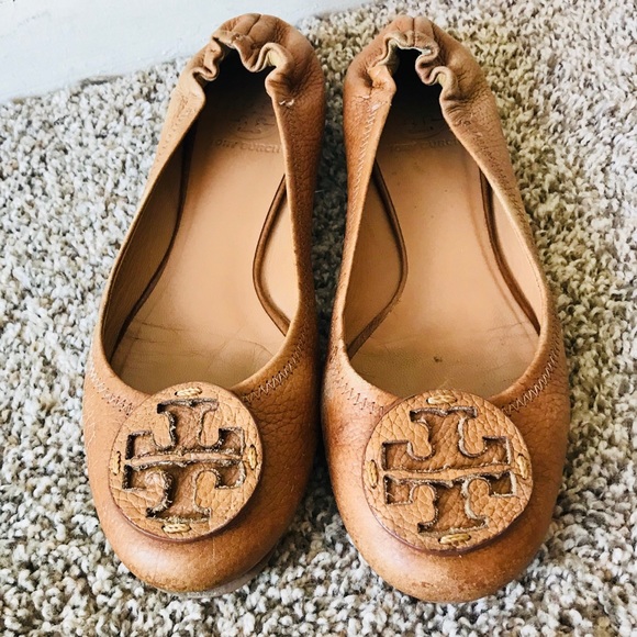 Tory Burch Shoes - Tory Burch Reva brown leather ballet flats 8.5